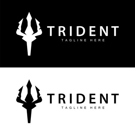 Trident logo design spear weapon vector sea king poseidon neptune symbol templateのイラスト素材
