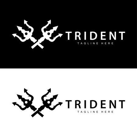 Trident logo design spear weapon vector sea king poseidon neptune symbol templateのイラスト素材
