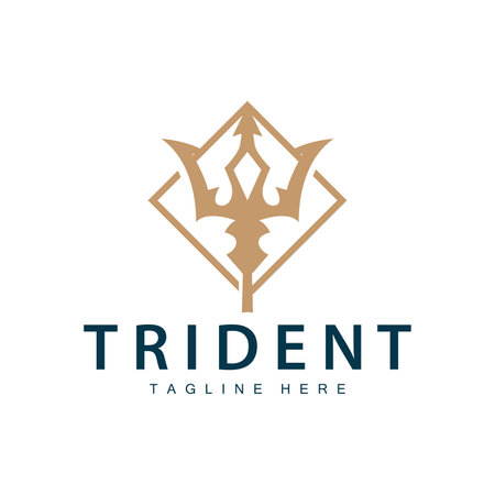 Trident logo design spear weapon vector sea king poseidon neptune symbol templateのイラスト素材
