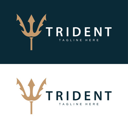 Trident logo design spear weapon vector sea king poseidon neptune symbol templateのイラスト素材
