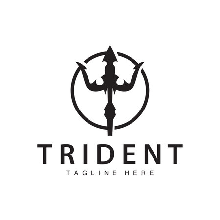 Trident logo design spear weapon vector sea king poseidon neptune symbol templateのイラスト素材