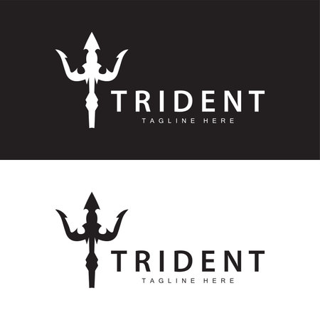 Trident logo design spear weapon vector sea king poseidon neptune symbol templateのイラスト素材