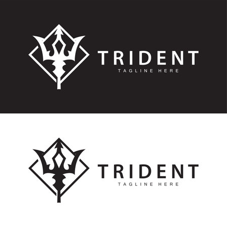 Trident logo design spear weapon vector sea king poseidon neptune symbol templateのイラスト素材