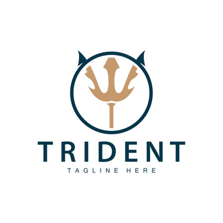 Trident logo design spear weapon vector sea king poseidon neptune symbol templateのイラスト素材