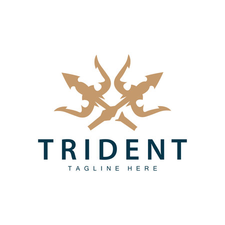 Trident logo design spear weapon vector sea king poseidon neptune symbol templateのイラスト素材