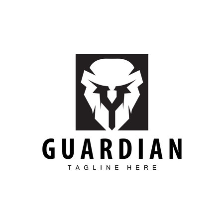 Spartan logo, barbarian warrior badge design simple silhouette spartan war helmet vectorのイラスト素材