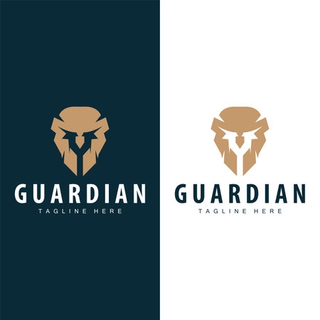 Spartan logo, barbarian warrior badge design simple silhouette spartan war helmet vectorのイラスト素材