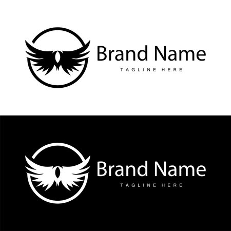 Wing logo black silhouette design simple minimalist bird wings vector illustration templateのイラスト素材
