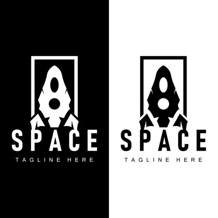 Rocket logo simple design silhouette brand space vehicle minimalist illustration templateのイラスト素材