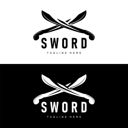 Sword weapon inspiration silhouette design illustration simple minimalist sword logo templateのイラスト素材