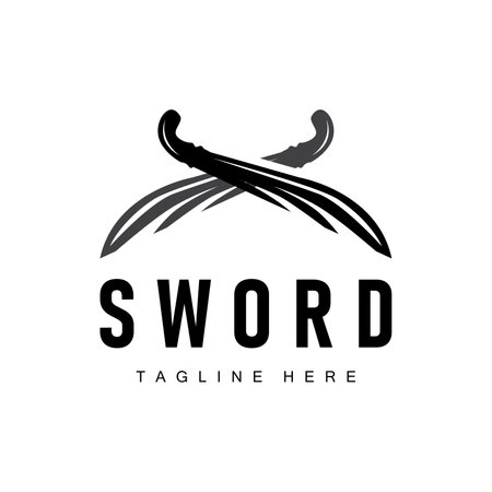 Sword weapon inspiration silhouette design illustration simple minimalist sword logo templateのイラスト素材