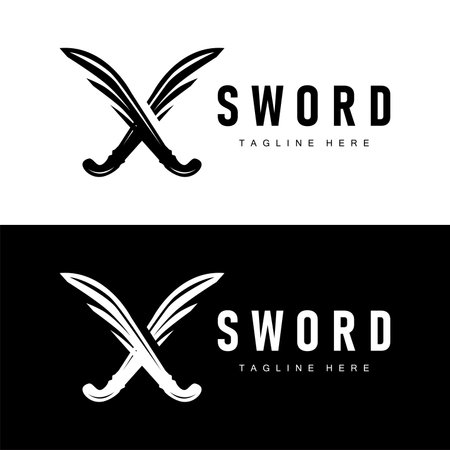 Sword weapon inspiration silhouette design illustration simple minimalist sword logo templateのイラスト素材