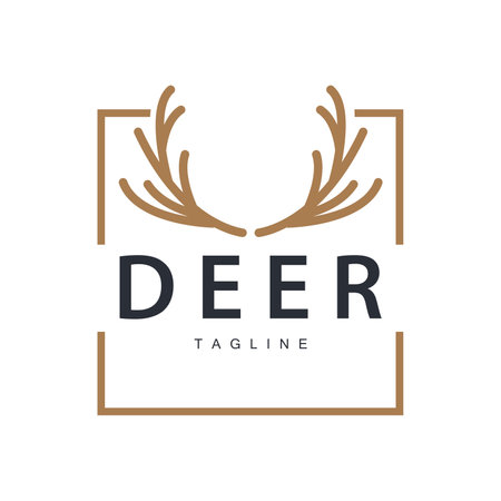 Deer Antlers Logo Design Hunter Antlers Forest Animal Symbol Illustrationのイラスト素材