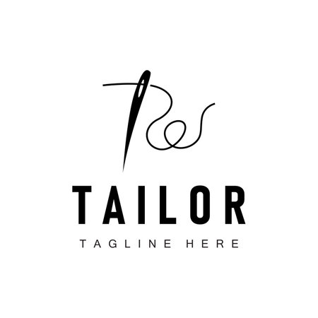Tailor logo vector template needle and thread black silhouette design simple sewing tool product brandのイラスト素材
