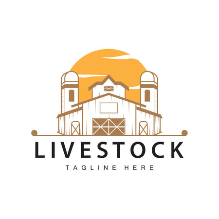 Farm barn logo vector warehouse simple minimalist vintage old village templet illustrationのイラスト素材
