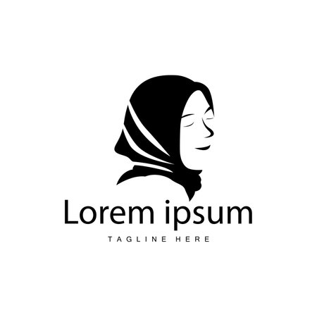 Simple Muslim clothing hijab logo design minimalist black silhouetteのイラスト素材