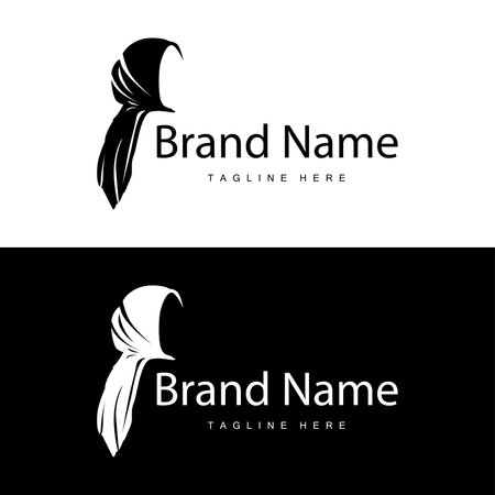 Simple Muslim clothing hijab logo design minimalist black silhouetteのイラスト素材