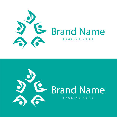 Teamwork logo vector template cooperation success care people simple symbol icon designのイラスト素材