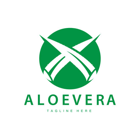 aloe vera logo cosmetic design simple green plant health symbol vector illustrationのイラスト素材