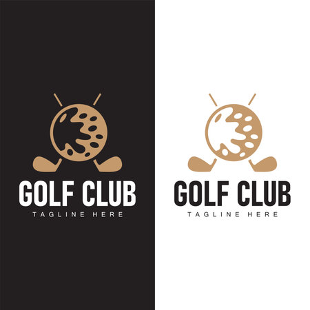 Golf club logo design and outdoor sport vector golf stick and ball template illustrationのイラスト素材