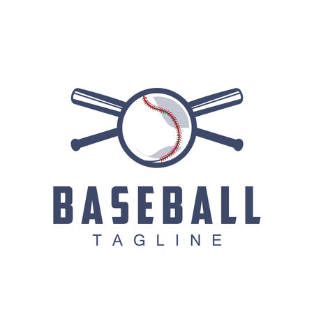 Modern vector baseball logo baseball softball sport simple bat and ball template illustrationのイラスト素材