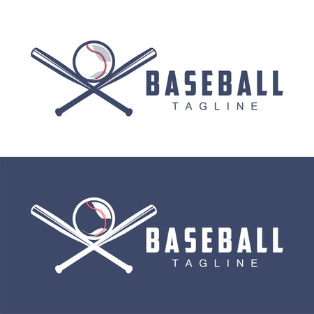 Modern vector baseball logo baseball softball sport simple bat and ball template illustrationのイラスト素材
