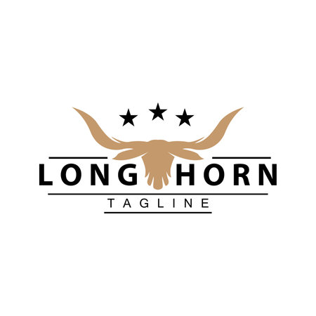 Longhorn logo design vintage old bull texas western country black silhouetteのイラスト素材