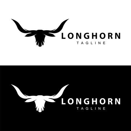 Longhorn logo design vintage old bull texas western country black silhouetteのイラスト素材
