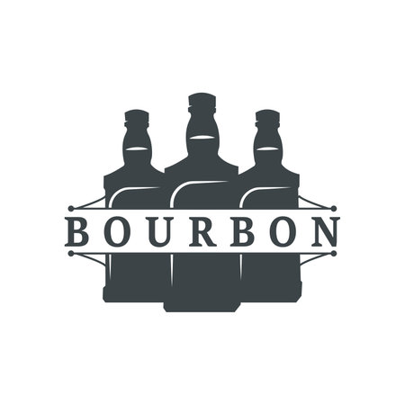 Whiskey Logo Design Old Drink Bottle Simple Style Retro Vintage Bar Restaurant Templet Illustrationのイラスト素材