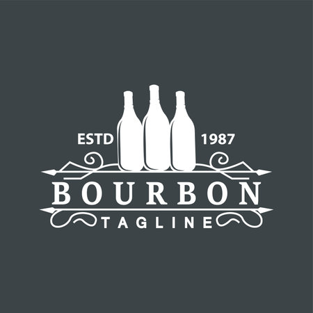 Whiskey Logo Design Old Drink Bottle Simple Style Retro Vintage Bar Restaurant Templet Illustrationのイラスト素材
