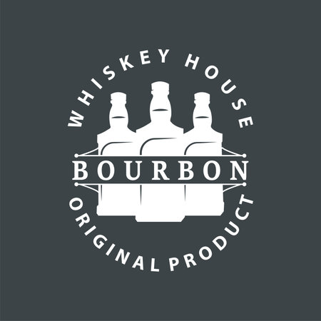 Whiskey Logo Design Old Drink Bottle Simple Style Retro Vintage Bar Restaurant Templet Illustrationのイラスト素材