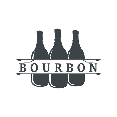 Whiskey Logo Design Old Drink Bottle Simple Style Retro Vintage Bar Restaurant Templet Illustrationのイラスト素材