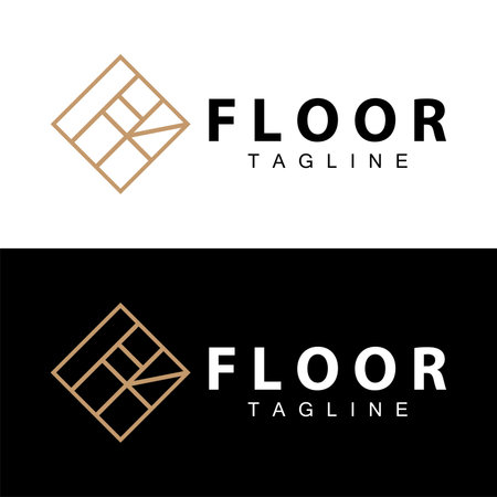 Floor Logo Design for Home Ceramic Decoration with Minimalist Abstract Shapes, Vector Templet Illustrationのイラスト素材