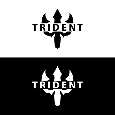 Trident logo design spear weapon vector sea king poseidon neptune symbol templateのイラスト素材