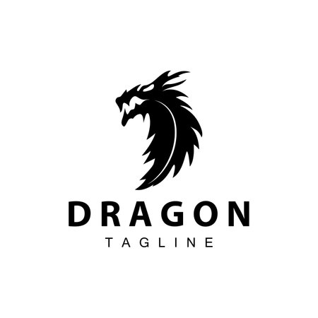 Black silhouette design simple dragon logo animal legend template illustrationのイラスト素材