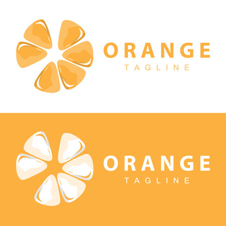 Simple minimalist orange logo garden plant design fresh orange fruit drink illustration templateのイラスト素材
