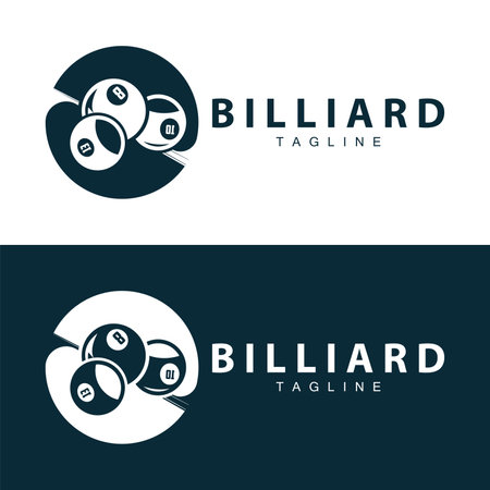 Billiard club logo design vector game badge sport template pool table with ball and stick simple illustration templateのイラスト素材