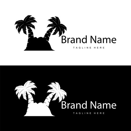 Coconut tree logo design template palm tree silhouette illustration summer beach sea plantのイラスト素材