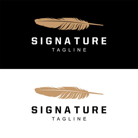 Feather Silhouette Logo, Author Design Luxury Simple Elegant Vector Illustration Templateのイラスト素材