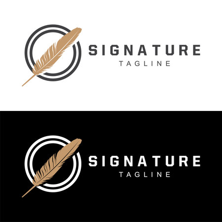 Feather Silhouette Logo, Author Design Luxury Simple Elegant Vector Illustration Templateのイラスト素材