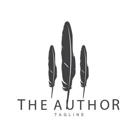 Feather Silhouette Logo, Author Design Luxury Simple Elegant Vector Illustration Templateのイラスト素材
