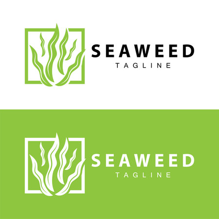 Seaweed Logo Design, Underwater Plant Design Illustrations, Cosmetics and Food Ingredientのイラスト素材