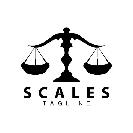 Simple legal scale logo justice court simple black silhouette template vector designのイラスト素材