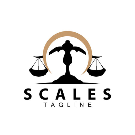 Simple legal scale logo justice court simple black silhouette template vector designのイラスト素材