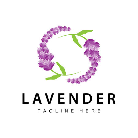 Lavender logo simple design vector cosmetic plant purple color and aromatherapy lavender flower garden templateのイラスト素材