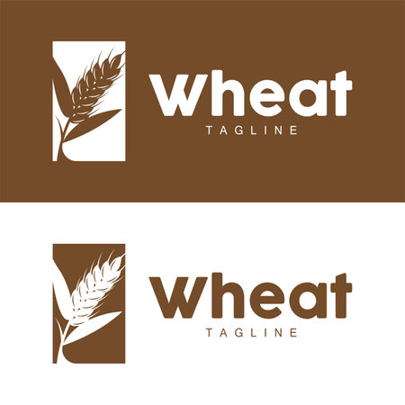 Rice Logo, Farm Wheat Logo Design, Vector Wheat Rice Icon Template Retro Vintage Illustrationのイラスト素材