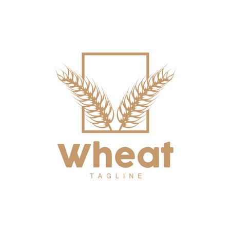 Rice Logo, Farm Wheat Logo Design, Vector Wheat Rice Icon Template Retro Vintage Illustrationのイラスト素材
