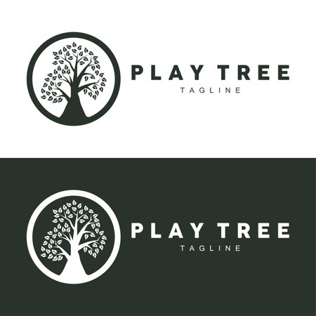 green nature education kids playground tree logo illustration and play tree designのイラスト素材