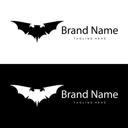 Simple black silhouette design bat logo illustration of a nighttime animal with a minimalist conceptのイラスト素材