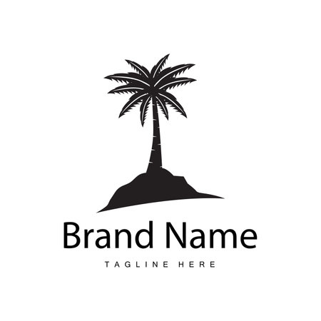 Coconut tree logo design template palm tree silhouette illustration summer beach sea plantのイラスト素材